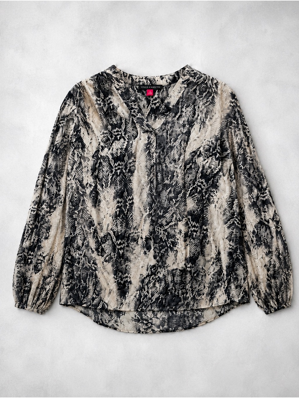 Vince Camuto Snake Print Rumple V-Neck Blouse Size S